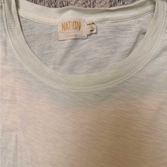 Nation LTD Loren Smocked peasant top in white pima cotton size medium - Picture 3 of 6